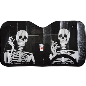 OkCars Frontscheibenabdeckung mit Skelett Motiv für Auto Windschutzscheibe, Innenausstattung.