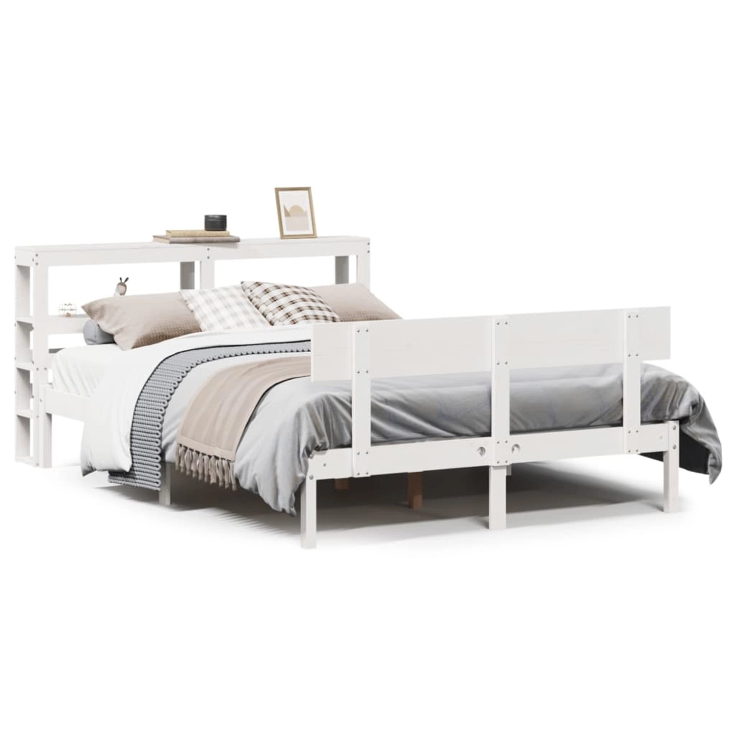 vidaXL Massivholzbett ohne Matratze Weiß 120x190 cm Kiefernholz 3305789 günstig online kaufen