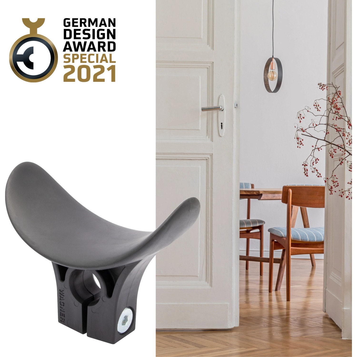 Wagner Hygienischer Klinkenaufsatz in Schwarz, antibakteriell, zur Montage an Türbeschlägen.