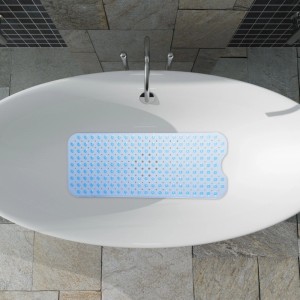 Relaxdays Badewannenmatte XXL PVC Blau Rutschfest 97 cm x 39 cm x 0,7 cm 0,8 kg