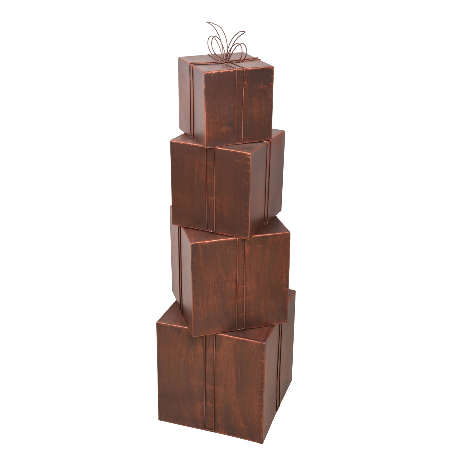 DELUKE Geschenkpakete MEFO 4er Set Stahl Rostfarben 48x35x35cm Metall-Dekoration Weihnachten