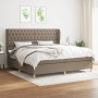 Boxspringbett Taupe 200x200 cm mit Matratze und Kopfteil, Stoffbezug.