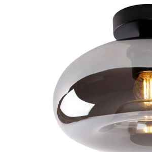 Art Deco Deckenleuchte Busa von QAZQA, schwarz mit Rauchglas. Lampe für Innenräume.