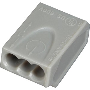 ASS VDE-Steckklemme, 3-fach, für Drähte von 0,75-1,5 mm², hellgrau.