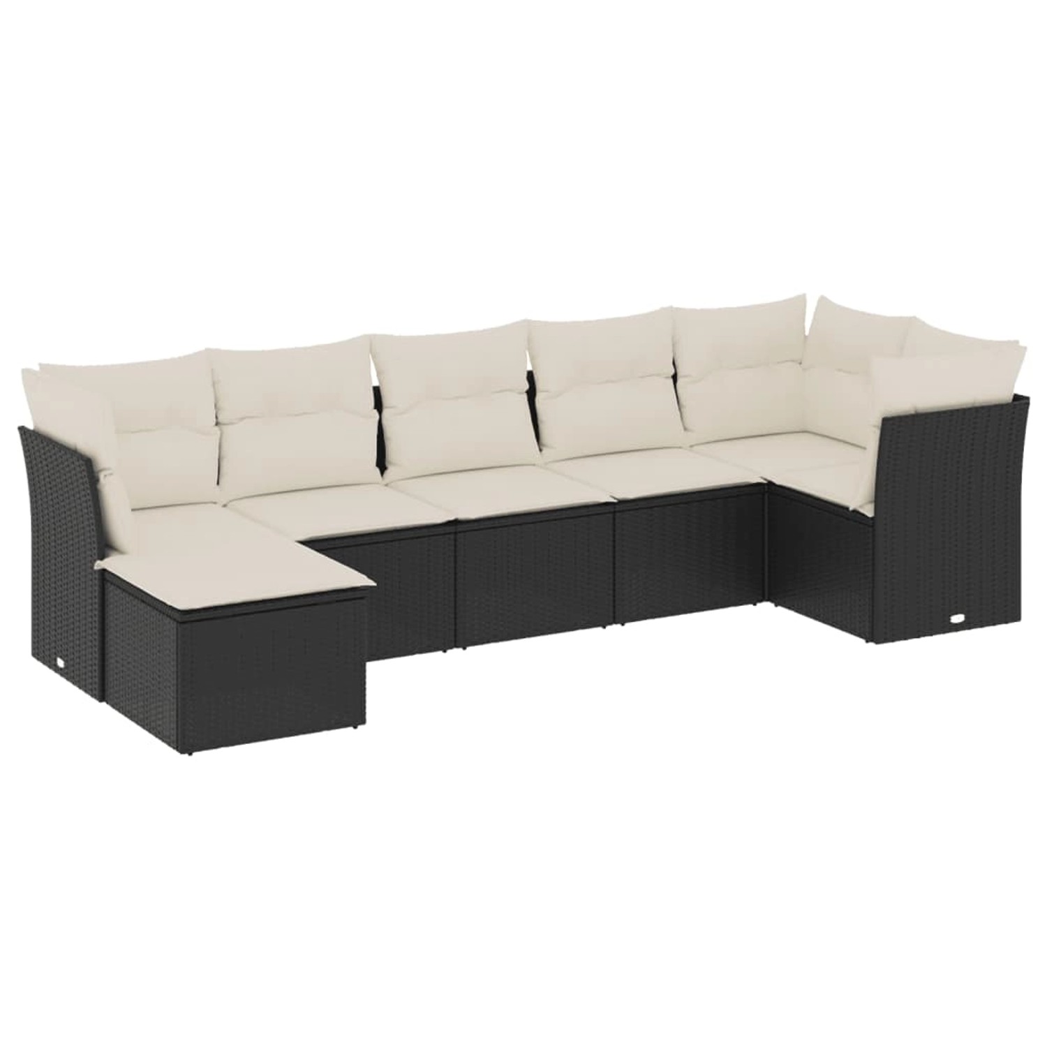 vidaXL 7-tlg Garten-Sofagarnitur mit Kissen Schwarz Poly Rattan Modell 80