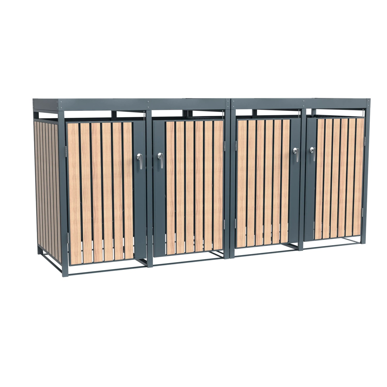 Westmann Mülltonnenbox Planta für 4 Tonnen, anthrazit mit Holzoptik, abschließbar.