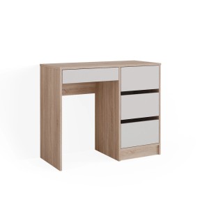 Vicco Schminktisch Sherry Sonoma/Weiß, 90 cm breit, mit 4 Schubladen für Beauty-Produkte.