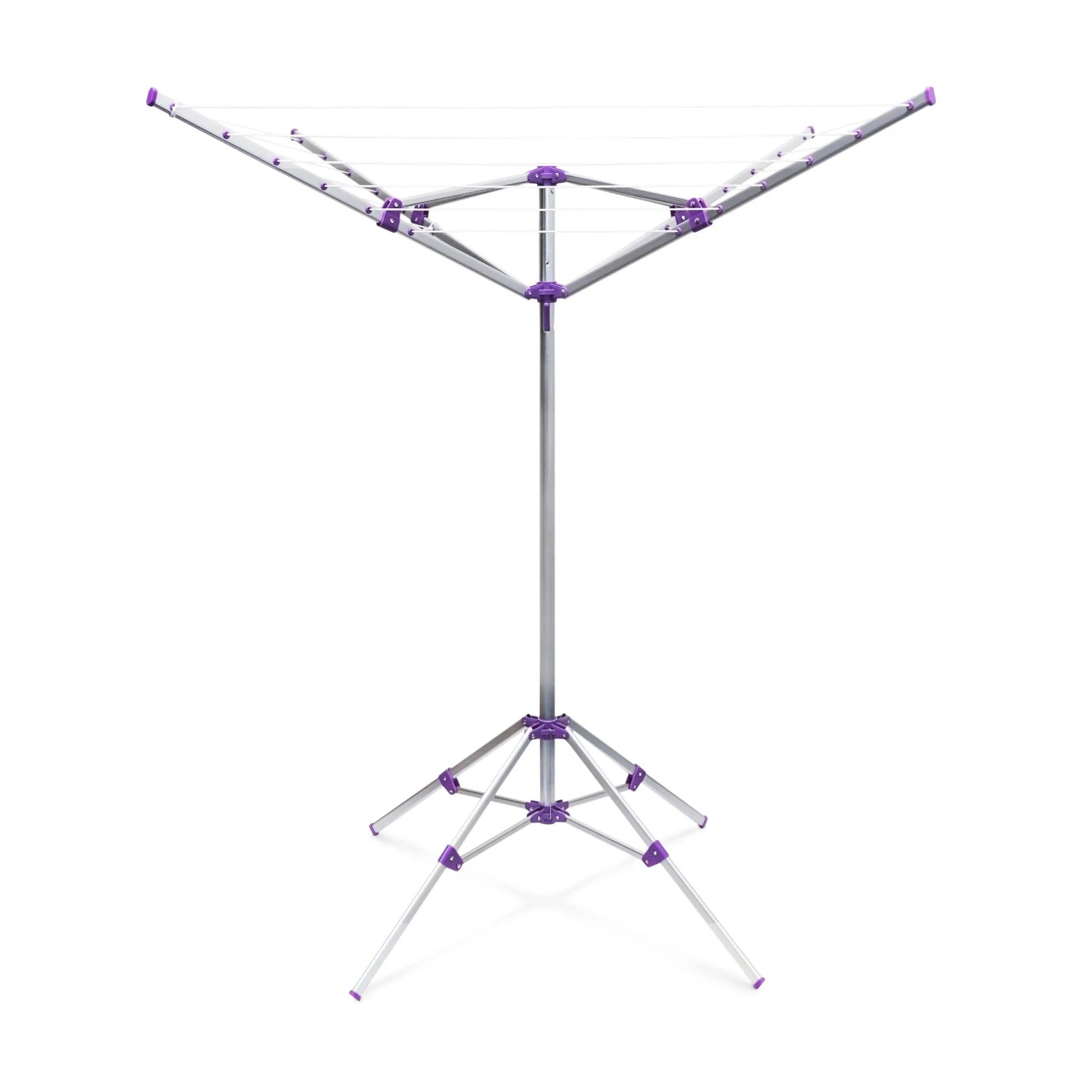 Relaxdays Wäschespinne Aluminium Kunststoff Silber Lila mit Standfuß Klappbar 19,2 m 161 cm x 120 cm x 120 cm 1,6 kg