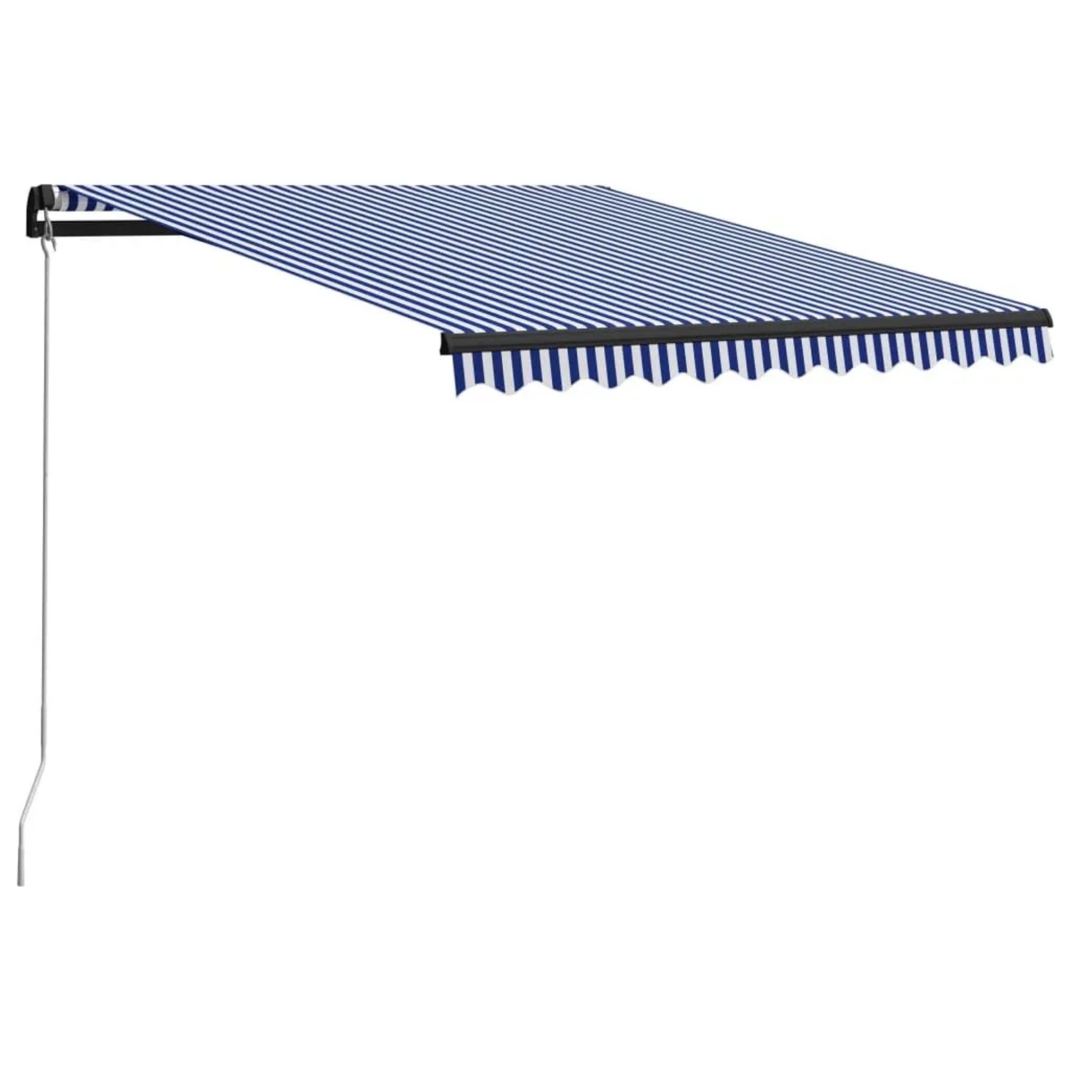 Furnicato Einziehbare Handbetriebene Markise 350 X 250 Cm Blau Weiß Mit Aluminiumrahmen Und Uv-schutz