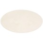 Runder, creme-farbener Hochflor Teppich Melia Super Soft, 160x160cm.