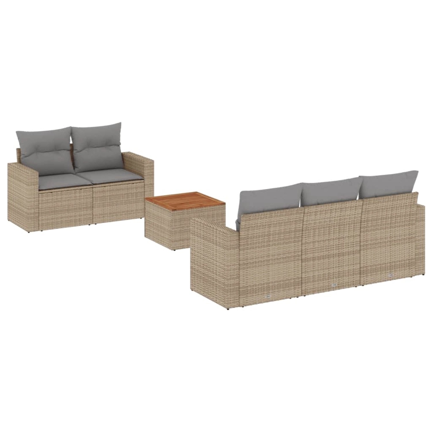 vidaXL 6-Tlg Garten-Sofagarnitur mit Kissen Beige Poly Rattan 3256339 günstig online kaufen