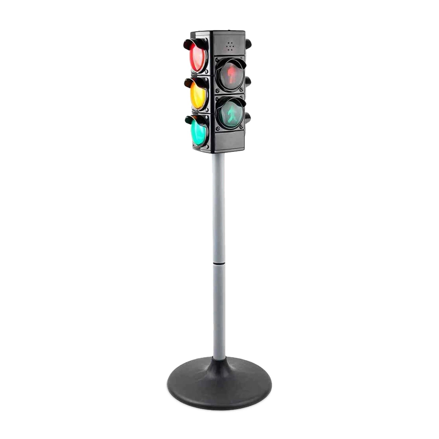 Relaxdays Spielzeugampel Kunststoff Schwarz Silber Licht und Sound 69 cm x 21 cm x 21 cm