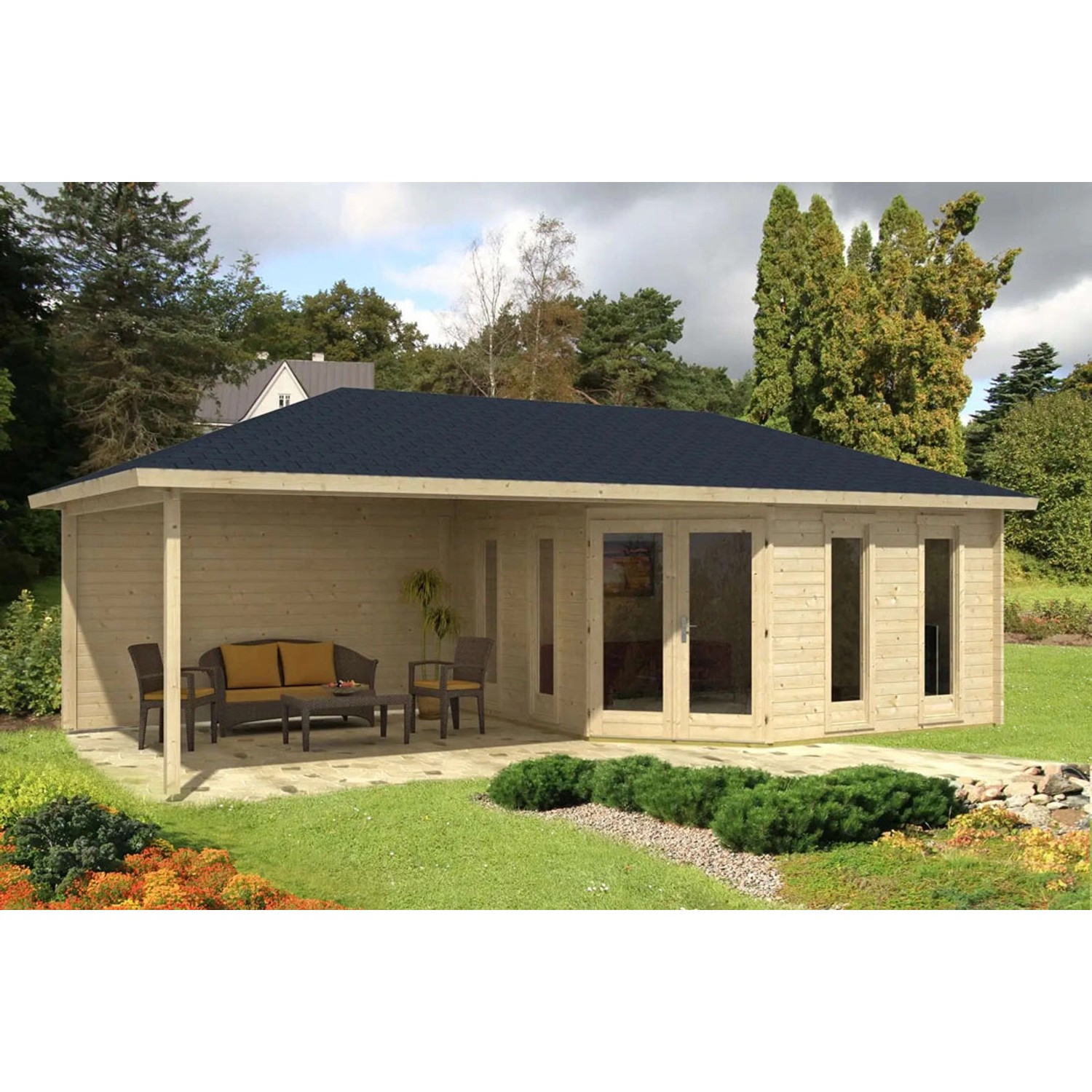 Alpholz Gartenhaus Nancy-40 Walmdach Unbehandelt 848 cm x 448 cm günstig online kaufen