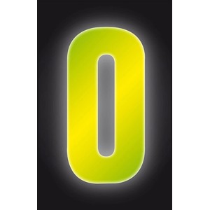Reflektierende, gelbe Klebezahl 0 von Conacord, 17 cm, für Hausnummern.