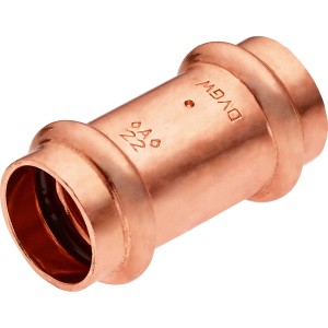Kupfer Pressmuffe, Ø 22 mm, für Kupferrohr-Verbindungen im Sanitär- und Heizungsbereich.