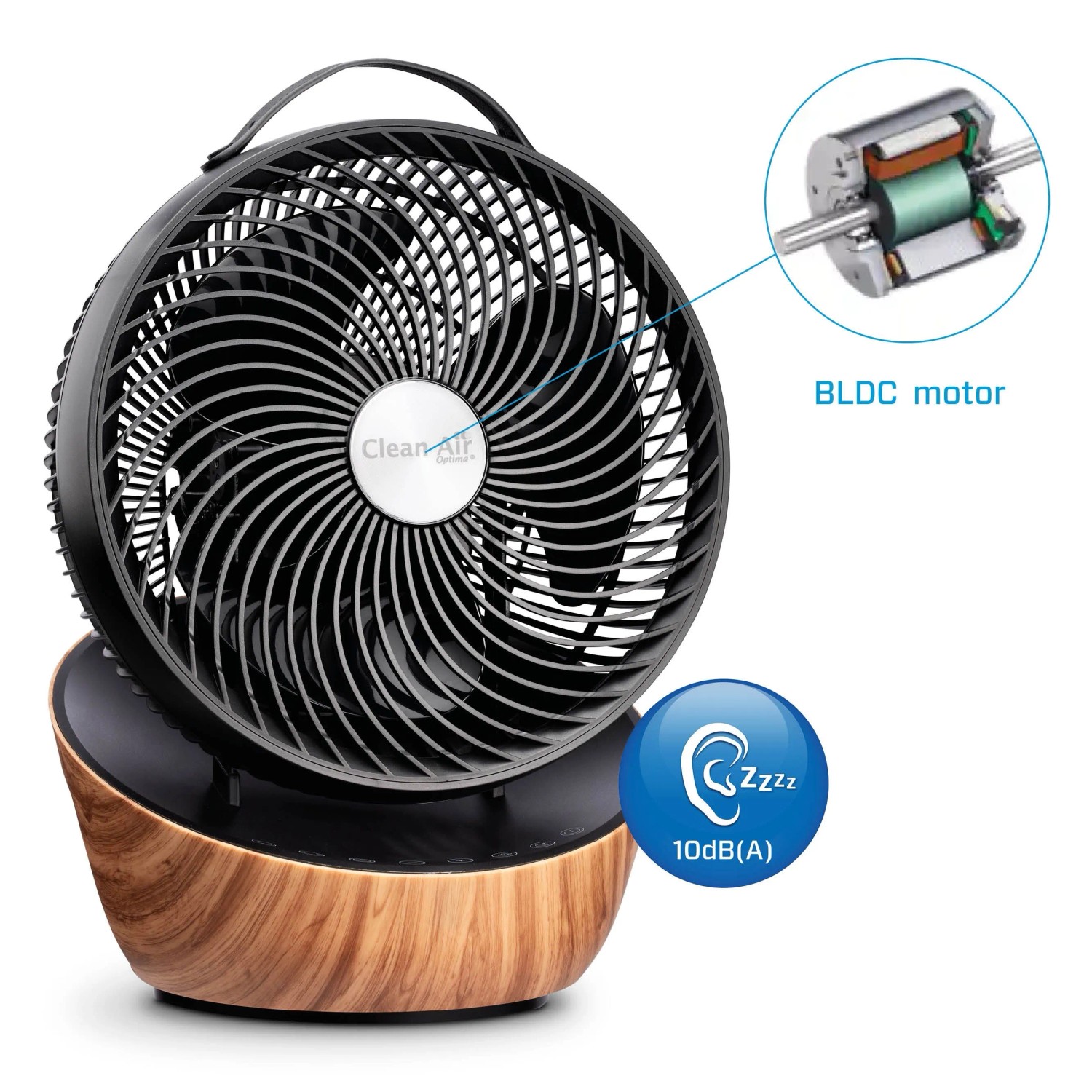 Clean Air Optima Ventilator CA-403 Smart mit Holzdesign und BLDC Motor.