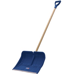 SONNECK Schneeschieber aus Kunststoff, 50 cm breit, mit Holzstiel und D-Griff.