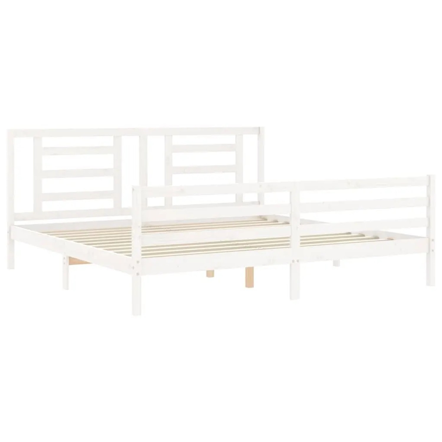 vidaXL Massivholzbett mit Kopfteil Weiß 200x200 cm 3194722