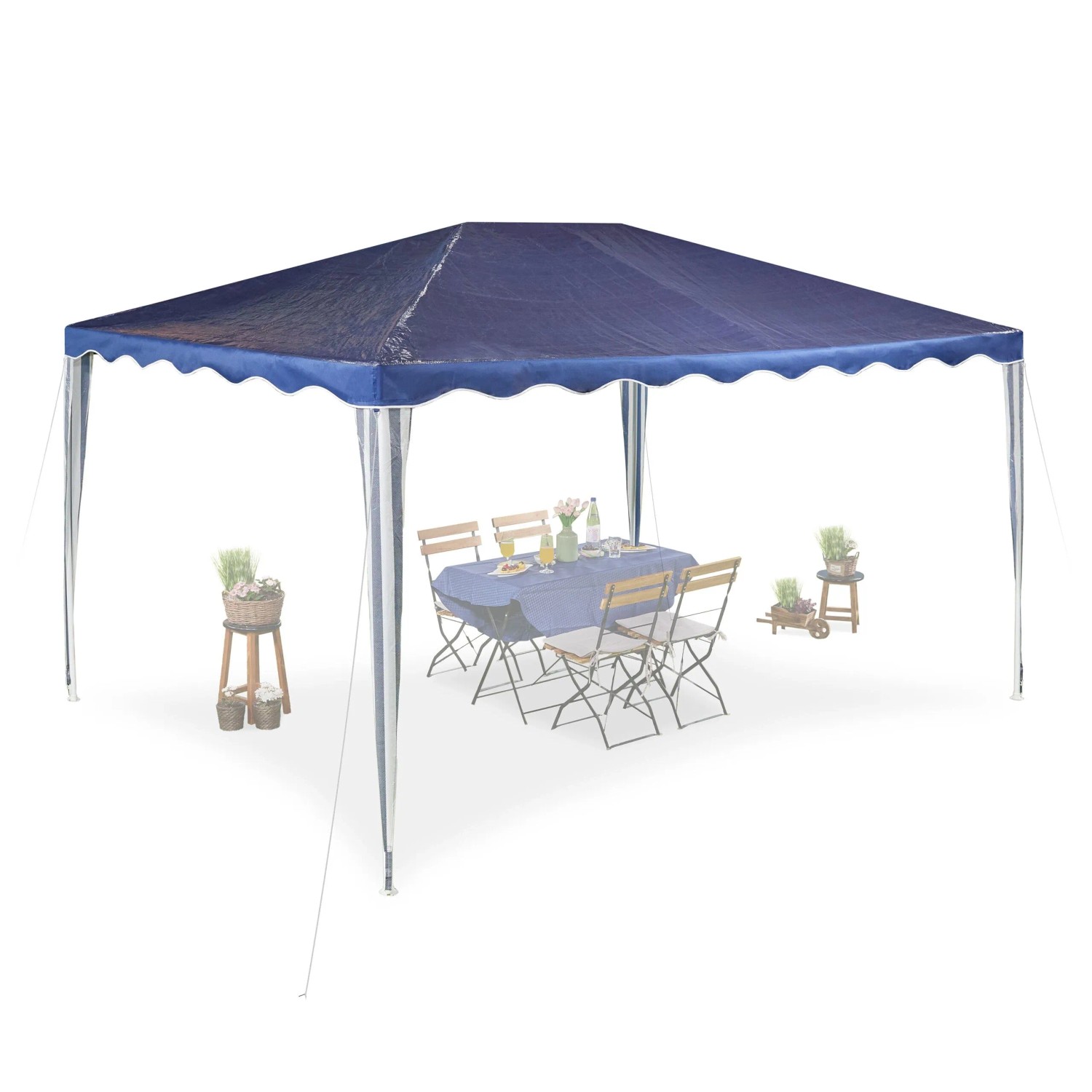 Relaxdays Pavillon Stahl Dunkelblau Wasserdicht Wetterfest 3 m x 4 m 9 kg