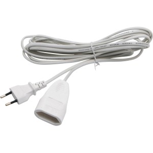 Weißes Euro Verlängerungskabel, 3 m lang, für den Innenbereich.