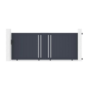 Graues Casanoov Aluminium Schiebetor Giona 3,5m mit weißen Akzenten.