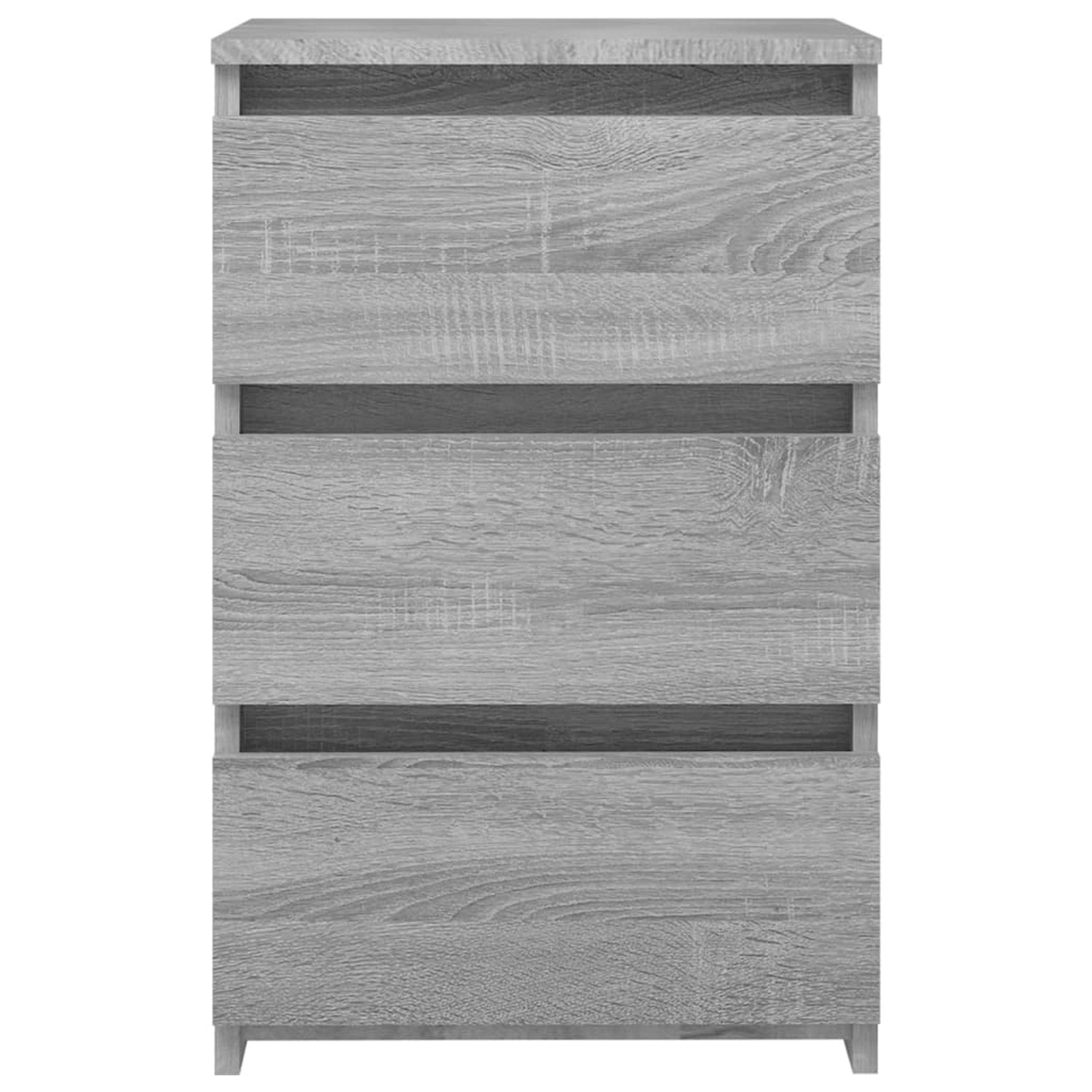Set aus zwei grauen Nachttischen im Sonoma-Design mit drei Schubladen aus Holzwerkstoff.