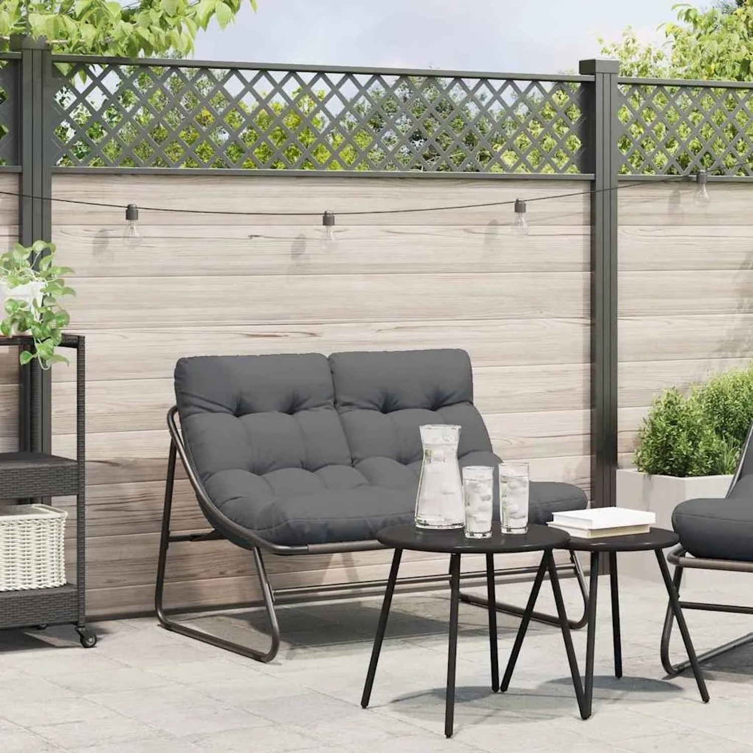 vidaXL Gartenmöbel Schwarz 110 x 81 x 71 cm Pulverbeschichteter Stahl 42008030_2