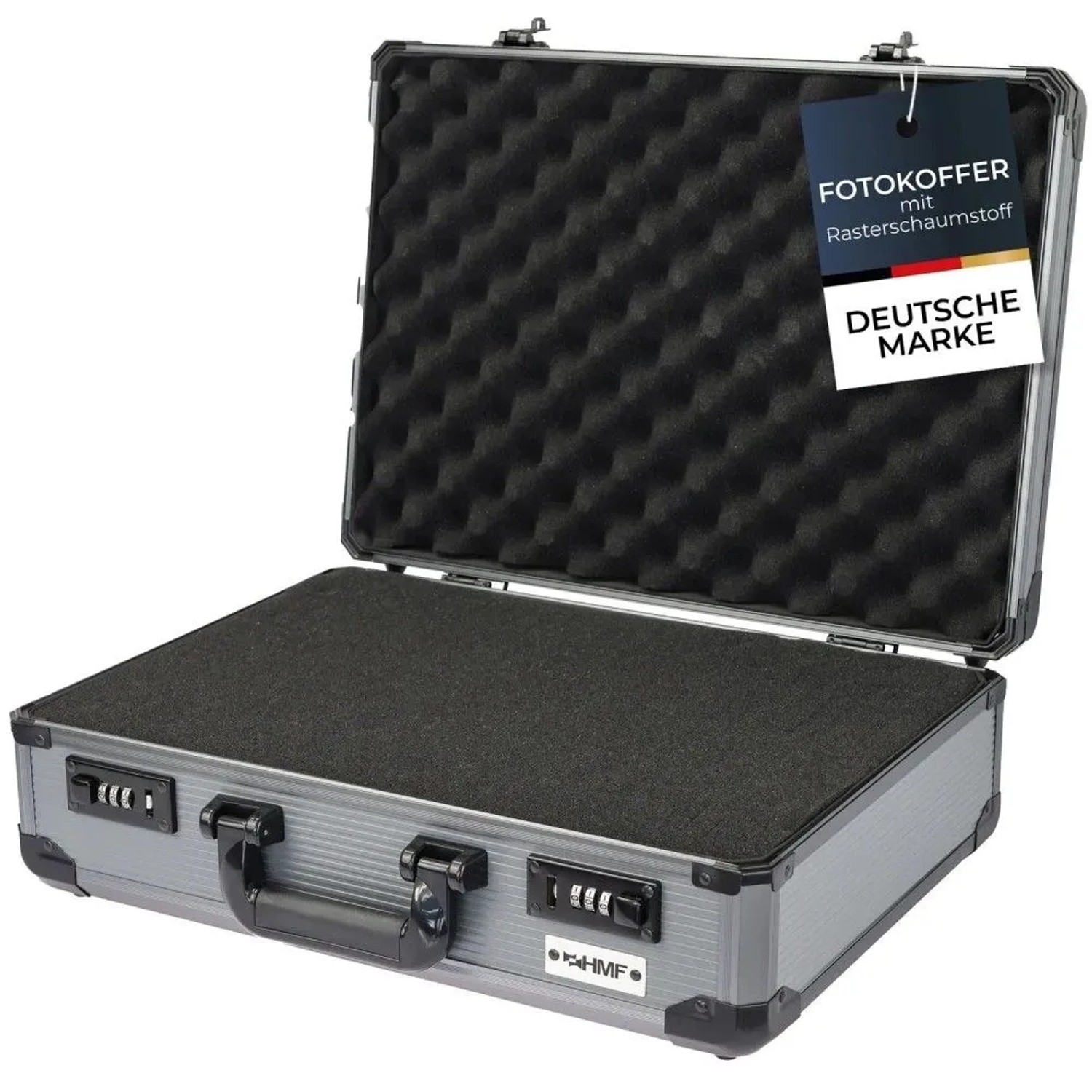 HMF 14402-02 Alu Fotokoffer Koffer Rasterschaumstoff 46 x 33 x 15 cm