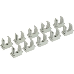 Graue Klemmschellen EN 25, 25 Stück, zur Befestigung von Leerrohren.