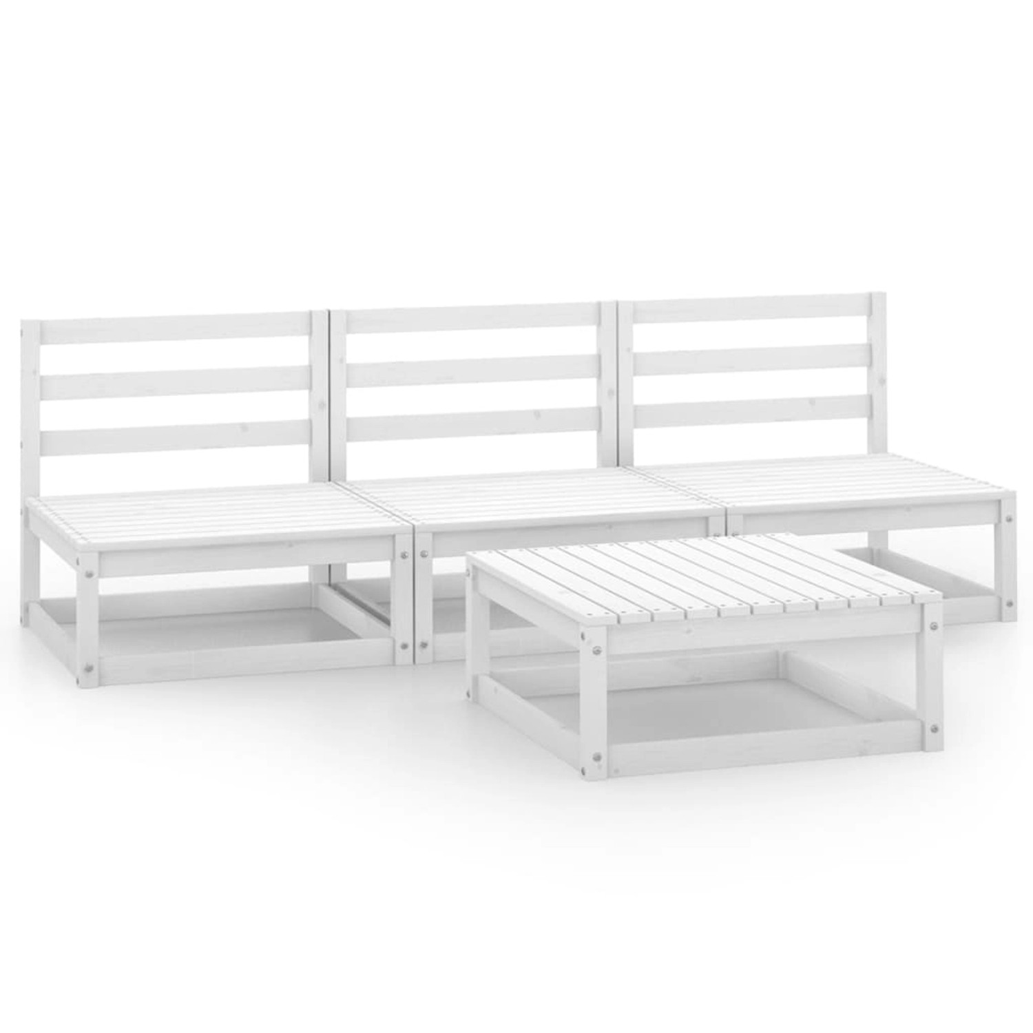vidaXL 4-Tlg Garten-Lounge-Set Weiß Massivholz Kiefer 3075305