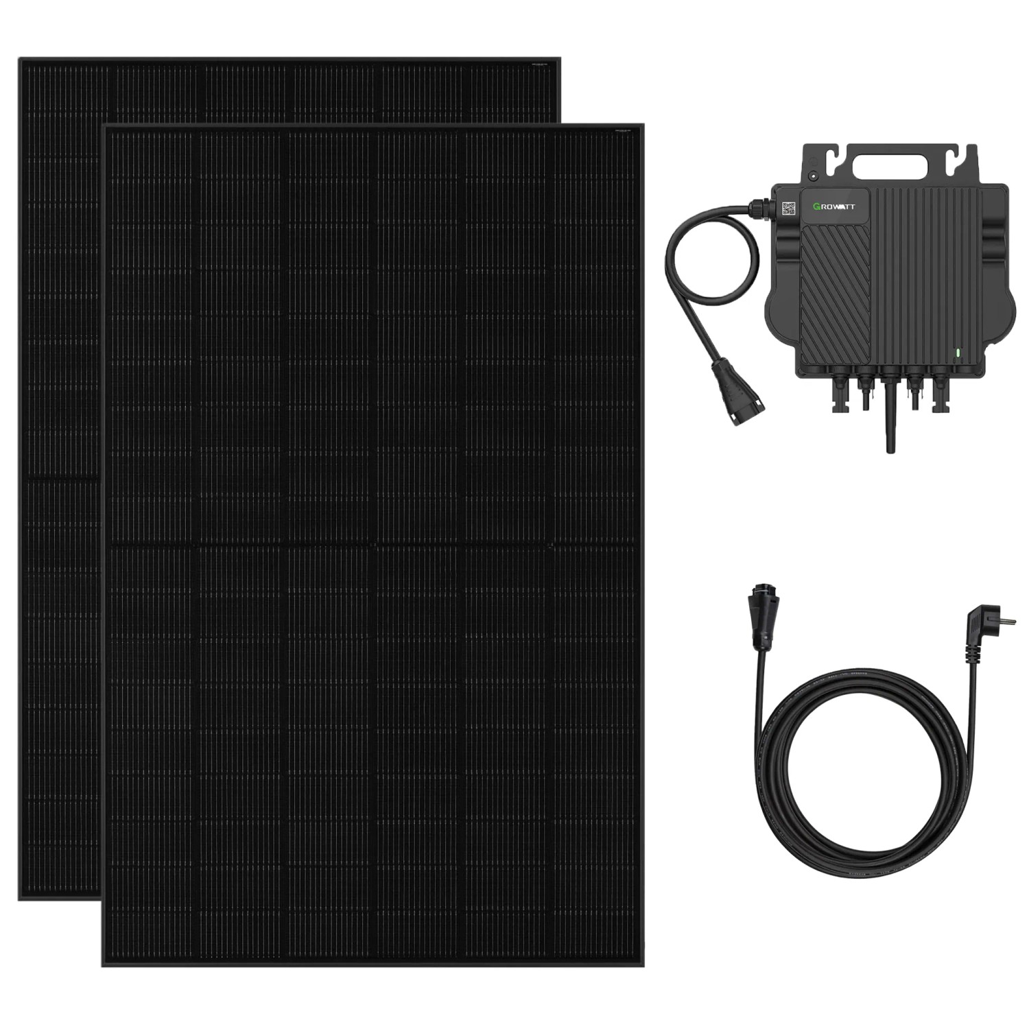 Growatt Balkonkraftwerk Komplettset 910W Solarmodule mit 800W Mikro-Wechselrichter und 5M AC Kabel