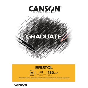 CANSON Graduate Bristol Papier A5, 20 Blatt, hellweiß, glatt, für technische Zeichnungen.
