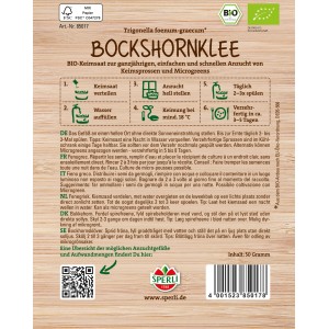 Sperli BIO Keimsprossen Bockshornklee Samenpackung für Sprossen und Microgreens.