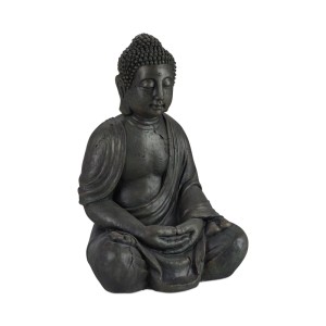 Relaxdays Buddha Figur Polyresin Dunkelgrau Sitzend Wetterfest Frostsicher 70 cm x 45 cm x 35 cm 9 kg