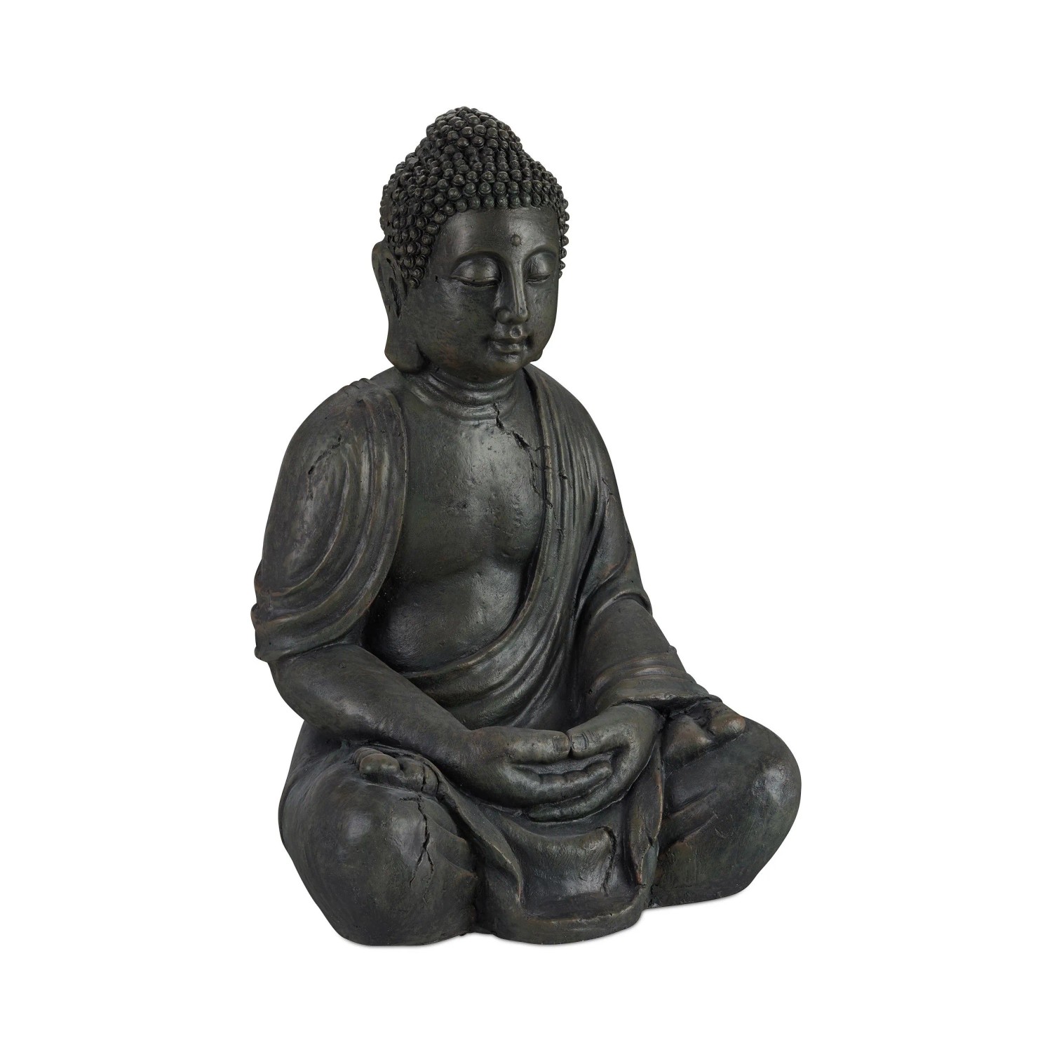 Relaxdays Buddha Figur Polyresin Dunkelgrau Sitzend Wetterfest Frostsicher 70 cm x 45 cm x 35 cm 9 kg