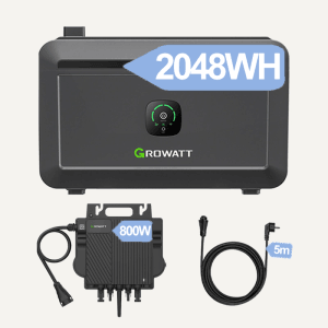 Growatt NOAH 2000 Balkonkraftwerk 910W mit NEO 800W Microinverter und 5M AC Kabel