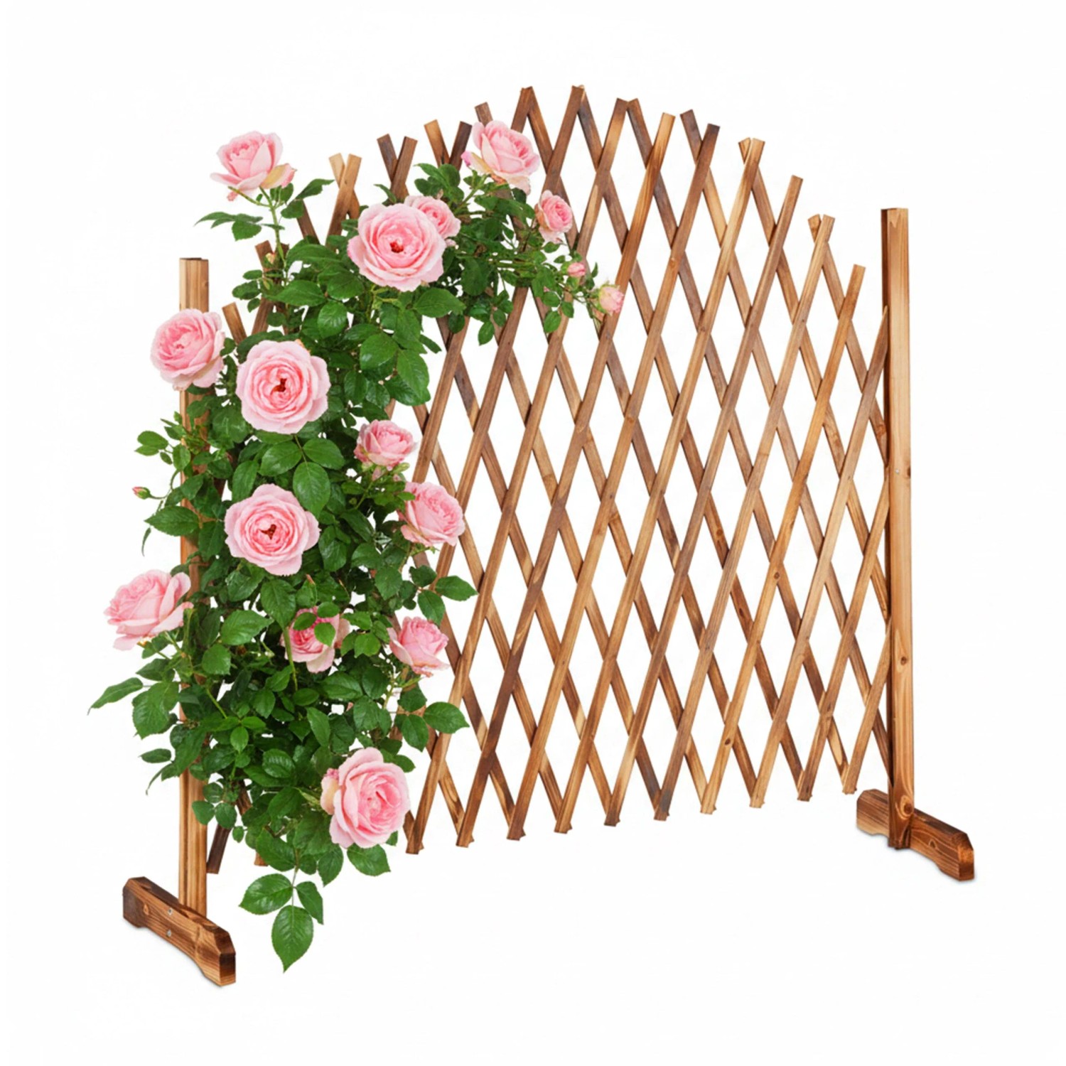Relaxdays Rankgitter Tannenholz Natur Geflammt Ausziehbar Freistehend 98 cm x 200 cm x 30 cm 1,7 kg