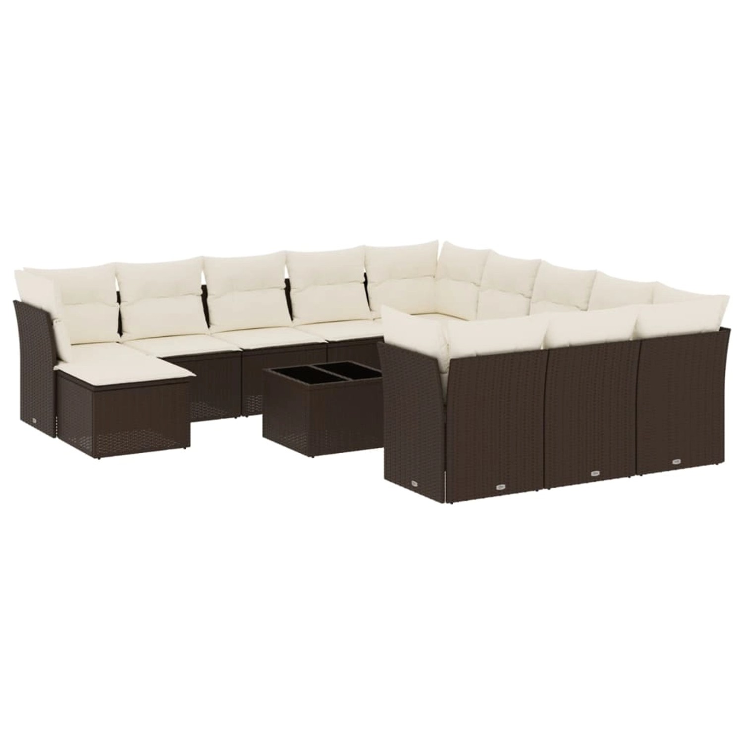 vidaXL 13-Tlg Garten-Sofagarnitur mit Kissen Braun Poly Rattan 3218643 günstig online kaufen