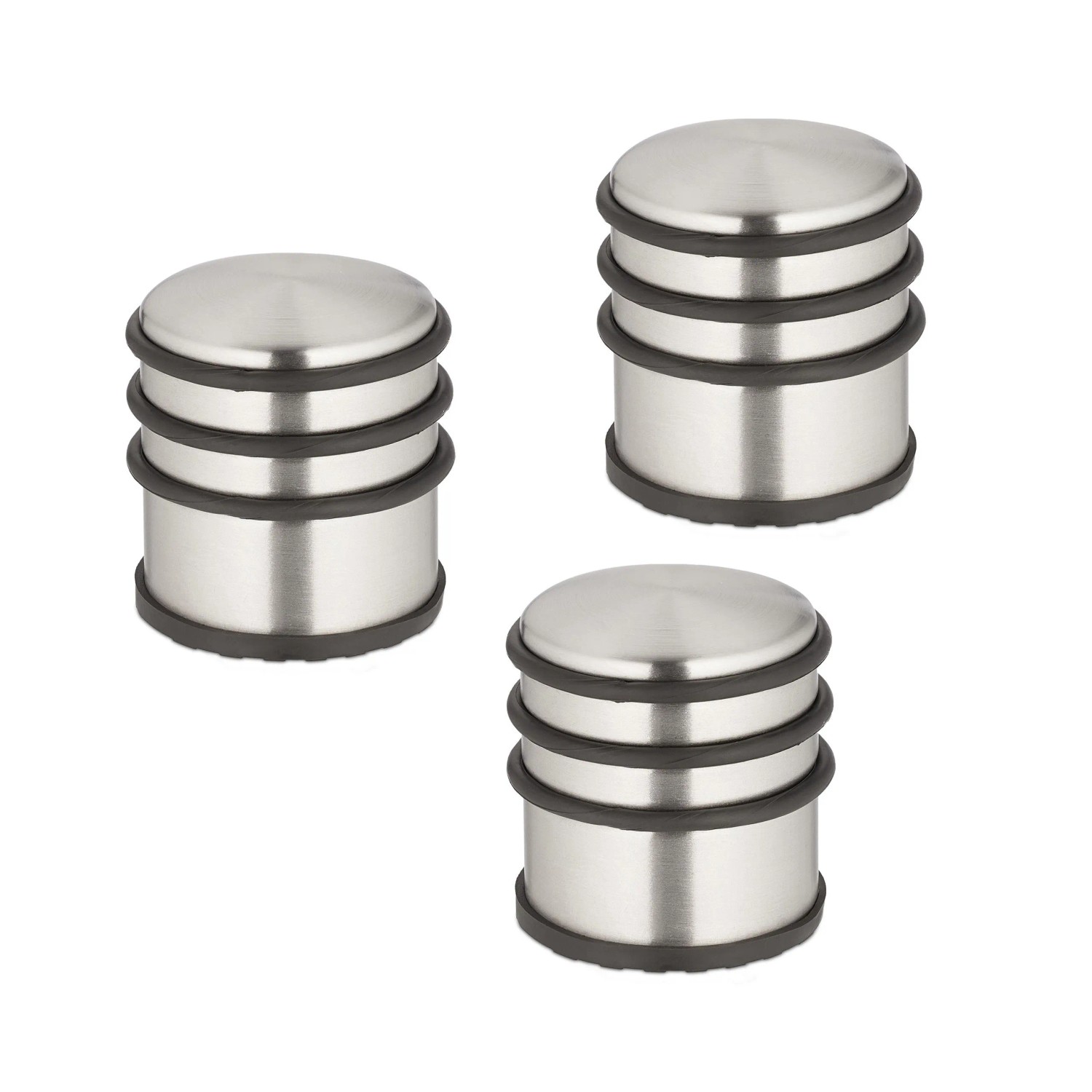 Relaxdays Türstopper 3er Set Edelstahl Silber Schwer Rutschfest 7,5 cm x 7 cm 1,1 kg