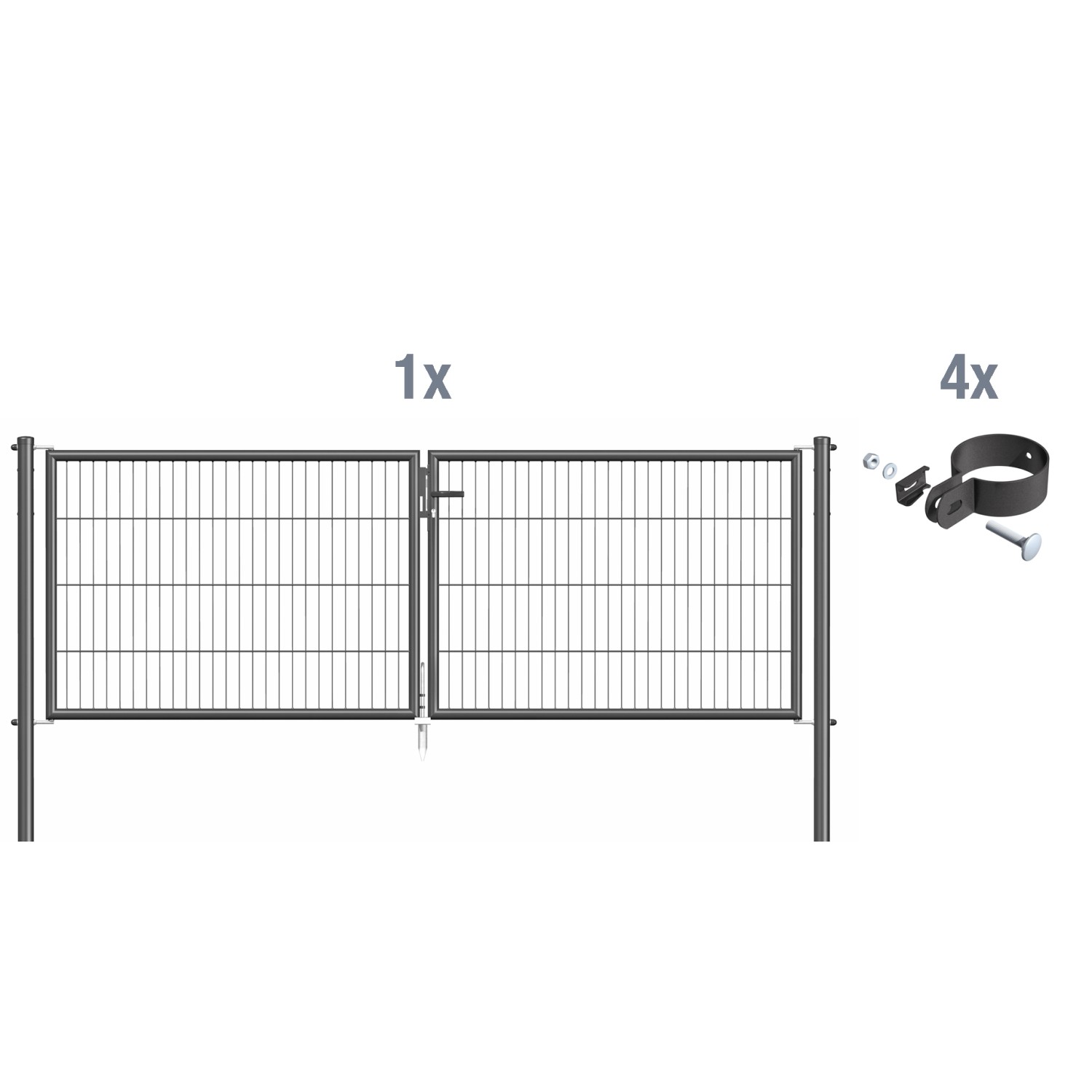 Metallzaun Doppeltor für Einstabmatte Anthrazit z. Einbetonieren 299 cm x 1 günstig online kaufen