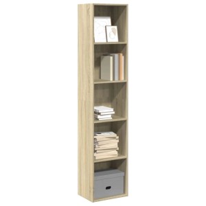 Schlankes Bücherregal in Sonoma-Eiche aus Holzwerkstoff mit offenen Fächern für Bücher und Deko. 189 cm hoch.