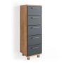Vicco Badschrank Ilias in Eiche/Anthrazit, 30x95 cm, mit 5 Schubladen für Badutensilien.