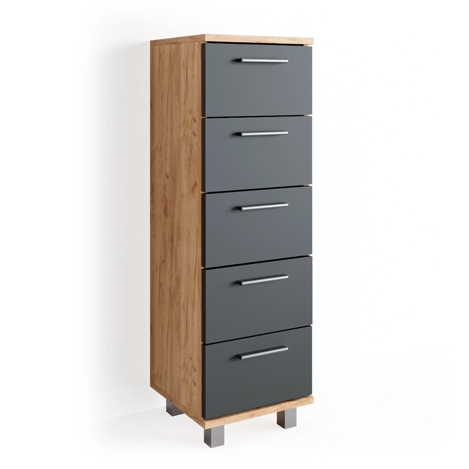 Vicco Badschrank Ilias Eiche/Anthrazit 30 x 95 cm