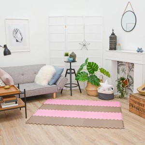 LittleTom Puzzlematte, 18 Teile, rosa & braun, als Spielteppich im Wohnzimmer.