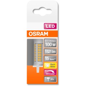 Osram LED R7S Leuchtmittel in Röhrenform, 12W, warmweiß, 1521 Lumen, 7,8x2,8 cm.