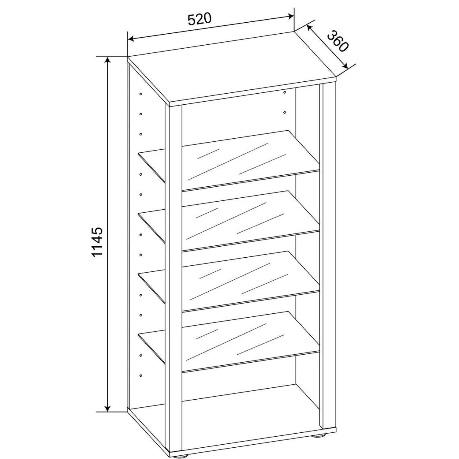ebuy24 Glasol3 Vitrinenschrank, weiß, mit 5 Glasböden. Ideal zur Aufbewahrung und Dekoration.