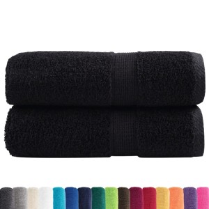 Zwei schwarze Premium Waschhandtücher (30x30 cm) aus Baumwolle, SOLUND von vidaXL.