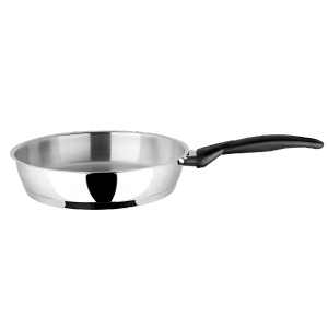 Pyramis Gourmet Kochtopf-Set, silberne Bratpfanne mit schwarzem Griff.