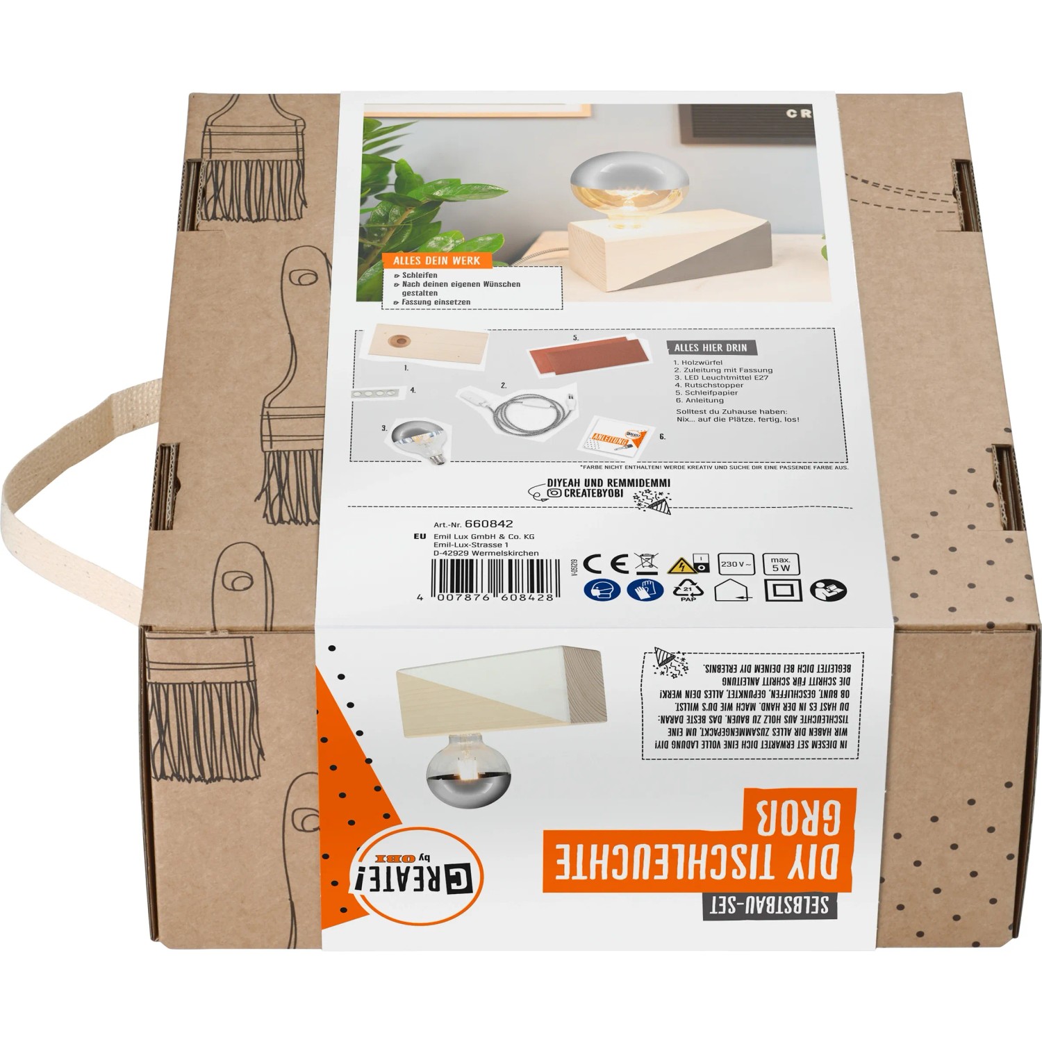 CREATE! by OBI DIY Tischleuchte Groß als Selbstbau-Set in Kartonverpackung.
