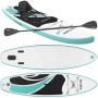 Aufblasbares Tectake Stand Up Paddle Board Zenon in Weiß-Türkis mit Kajak-Sitz und Paddel für Wassersport.